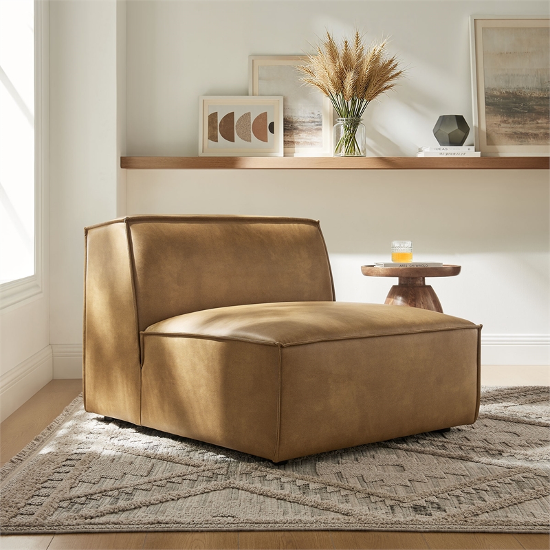 Restore Vegan Leather Armless Modular Chair in Toast