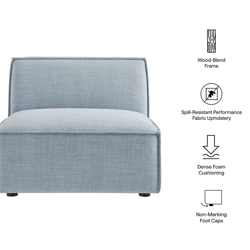 Restore Performance Fabric Upholstered Armless Modular Chair in Sky