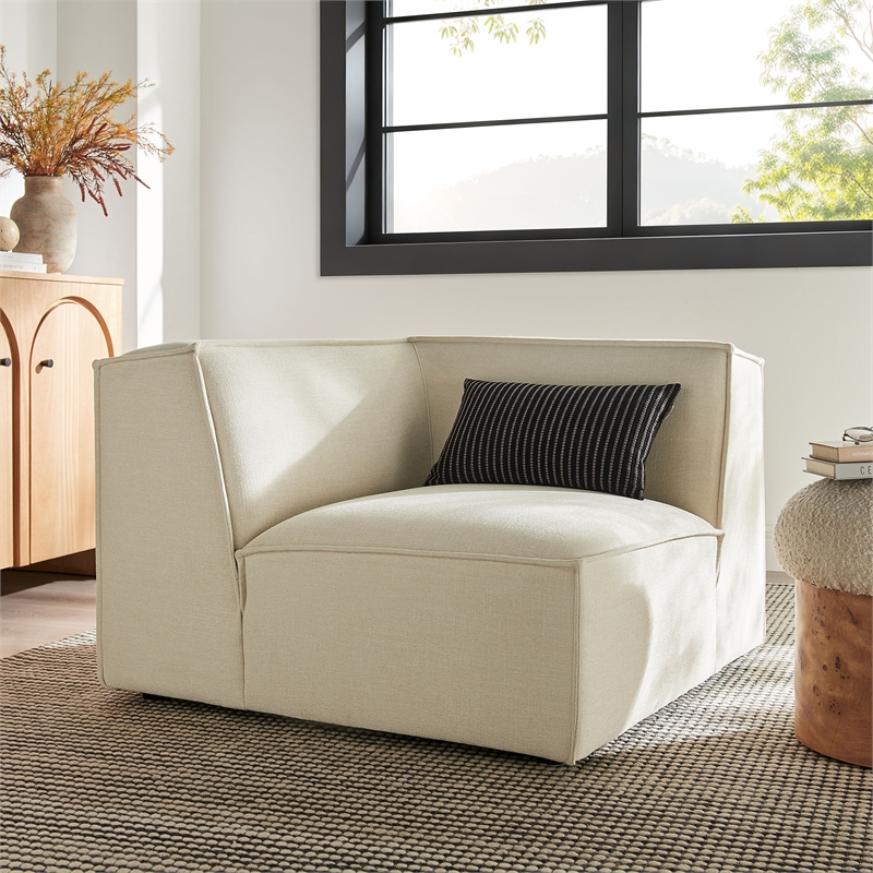 Restore Performance Fabric Upholstered Modular Corner Chair in Ecru