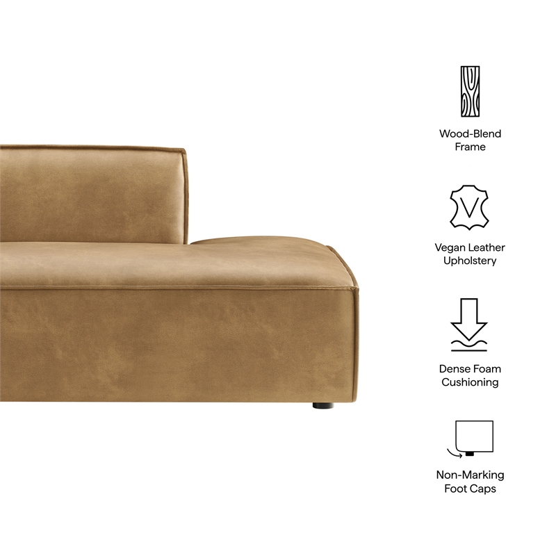 Restore Vegan Leather Right-Facing Armless Modular Chaise in Toast