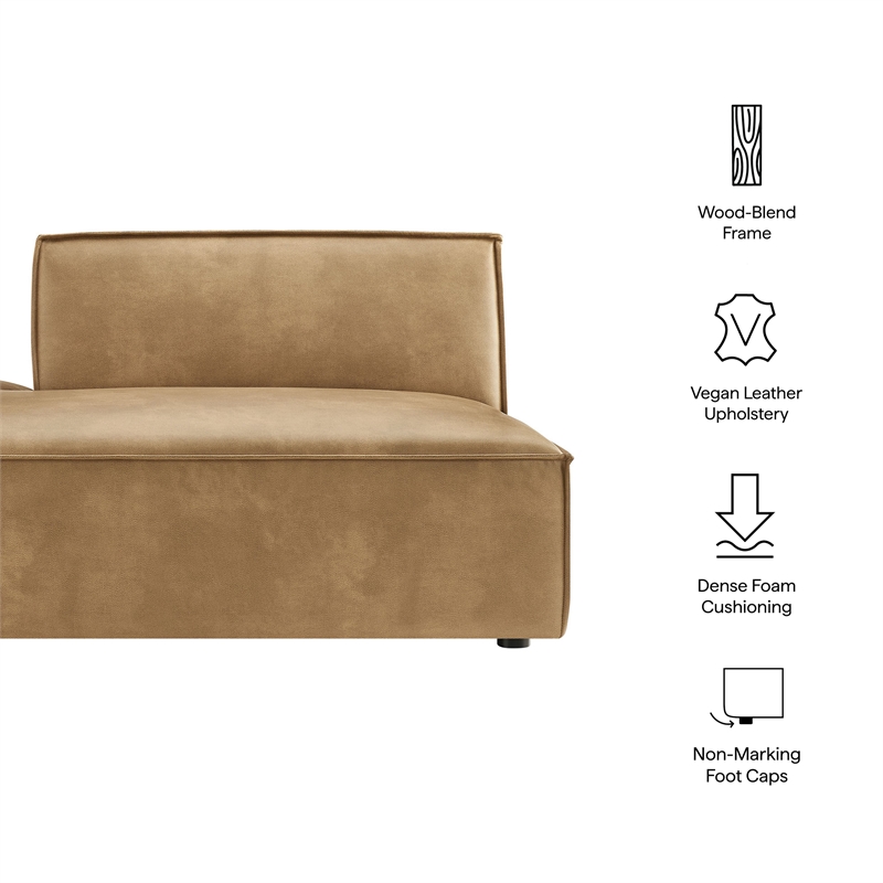 Restore Vegan Leather Left-Facing Armless Modular Chaise in Toast