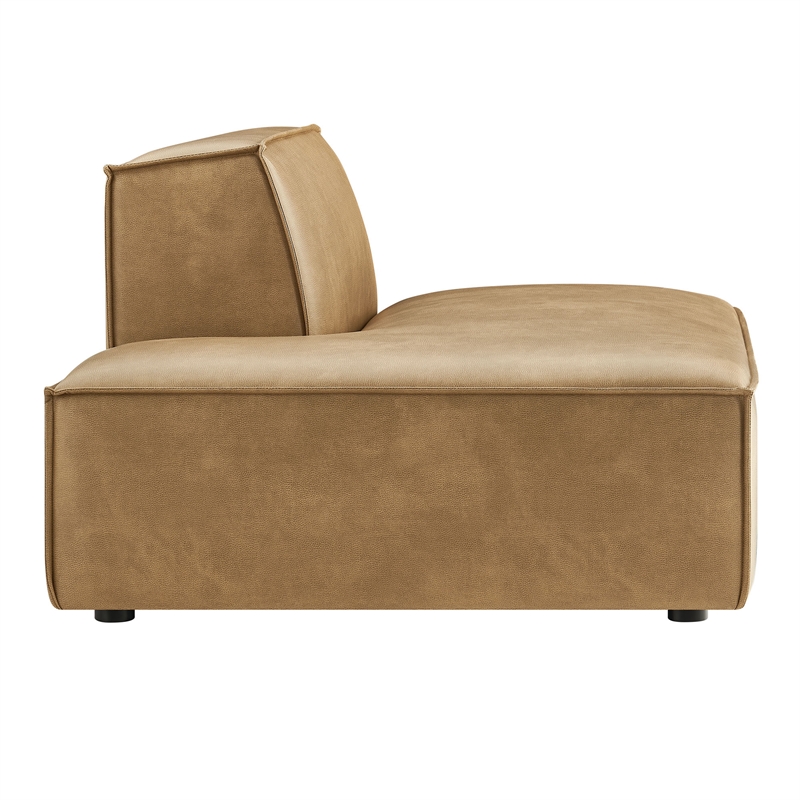 Restore Vegan Leather Left-Facing Armless Modular Chaise in Toast