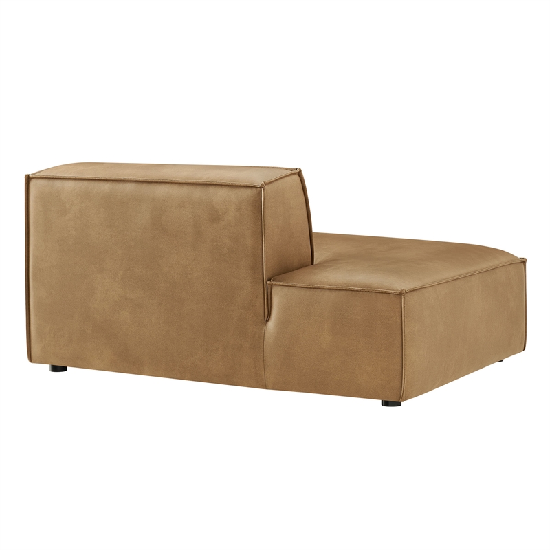 Restore Vegan Leather Left-Facing Armless Modular Chaise in Toast