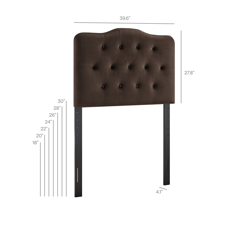Annabel Stain-Resistant Performance Velvet Twin Headboard in Chocolate Brown