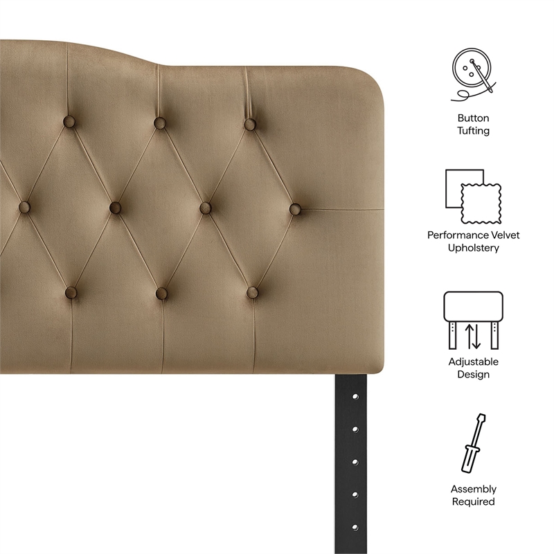 Annabel Stain-Resistant Performance Velvet Queen Headboard in Taupe