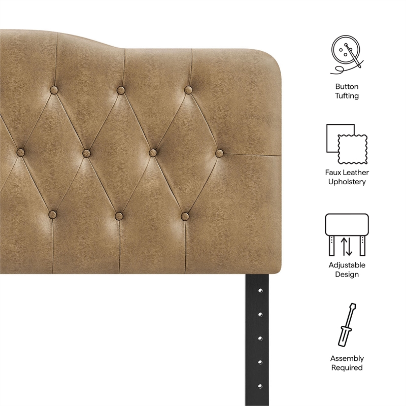 Annabel Vegan Leather Full Headboard in Toast