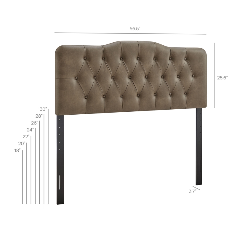 Annabel Vegan Leather Full Headboard in Mushroom