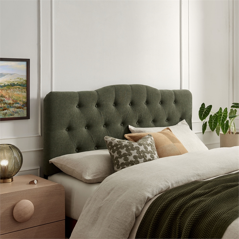 Annabel Premium Linen Blend Full Headboard in Sage