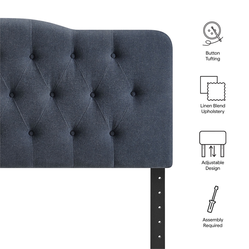 Annabel Premium Linen Blend Full Headboard in Denim