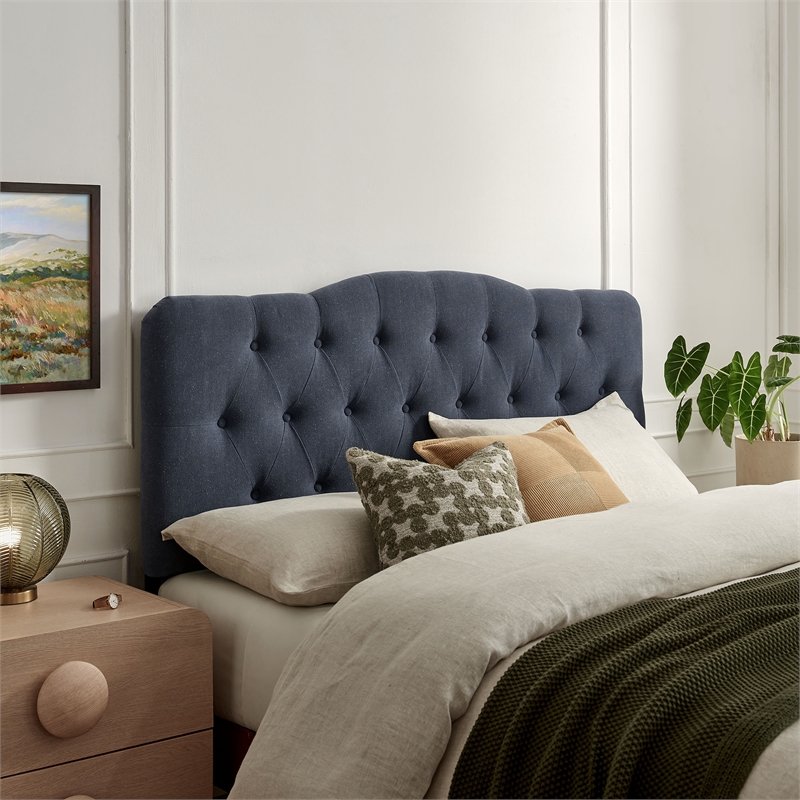 Annabel Premium Linen Blend Full Headboard in Denim
