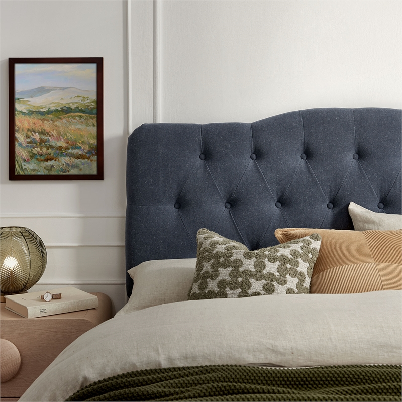 Annabel Premium Linen Blend Full Headboard in Denim