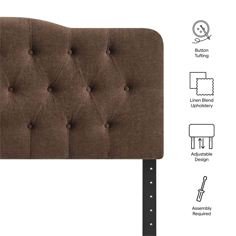Annabel Premium Linen Blend Full Headboard in Cocoa