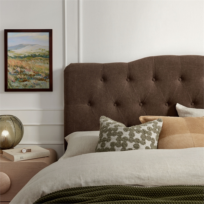 Annabel Premium Linen Blend Full Headboard in Cocoa