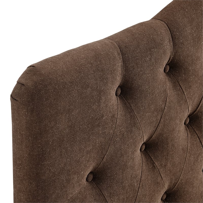 Annabel Premium Linen Blend Full Headboard in Cocoa