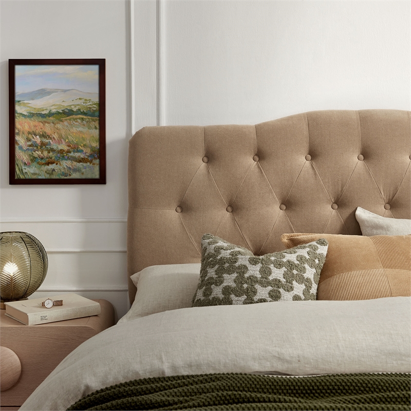 Annabel Premium Linen Blend Full Headboard in Almond