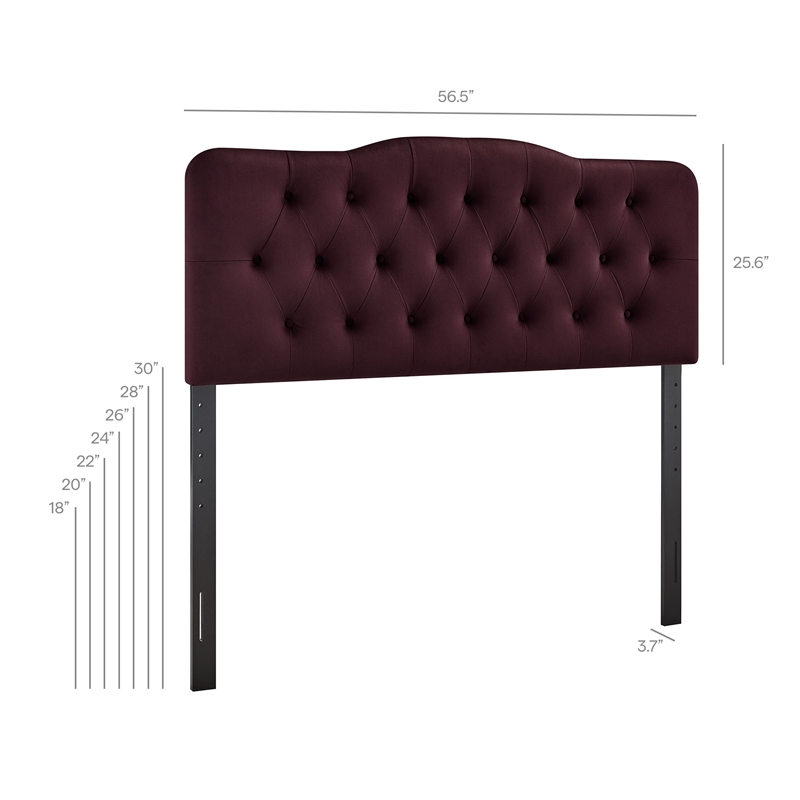 Annabel Stain-Resistant Performance Velvet Full Headboard in Mulberry