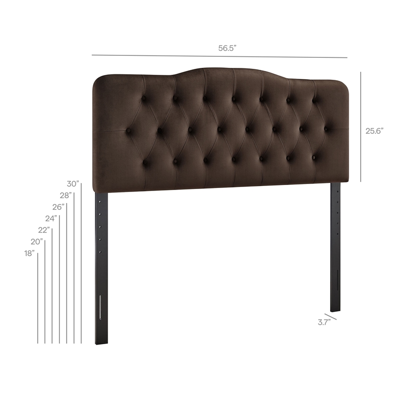 Annabel Stain-Resistant Performance Velvet Full Headboard in Chocolate Brown