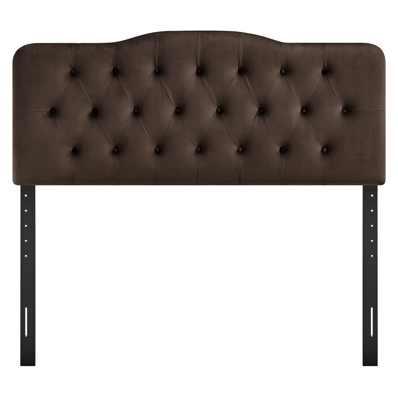 Annabel Stain-Resistant Performance Velvet Full Headboard in Chocolate Brown