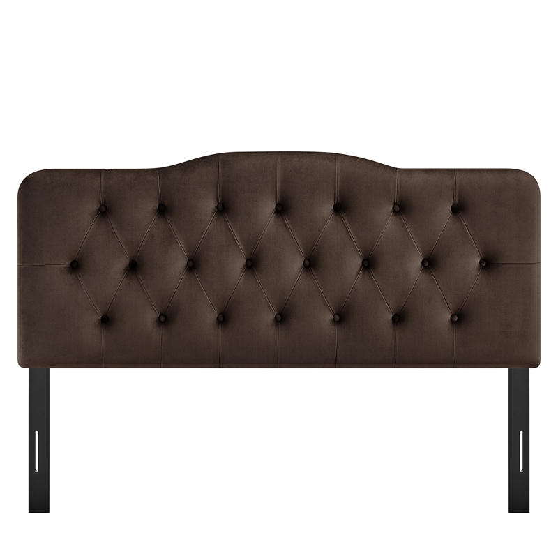 Annabel Stain-Resistant Performance Velvet Full Headboard in Chocolate Brown