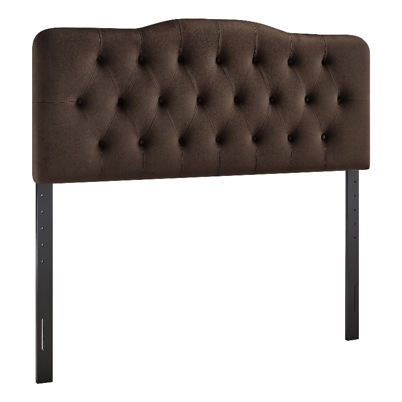 Annabel Stain-Resistant Performance Velvet Full Headboard in Chocolate Brown
