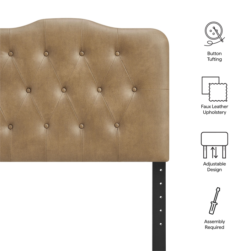 Annabel Faux Leather Twin Headboard in Toast