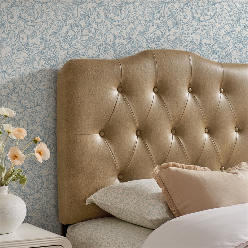 Annabel Faux Leather Twin Headboard in Toast