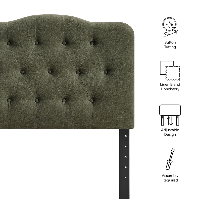 Annabel Premium Linen Blend Twin Headboard in Sage