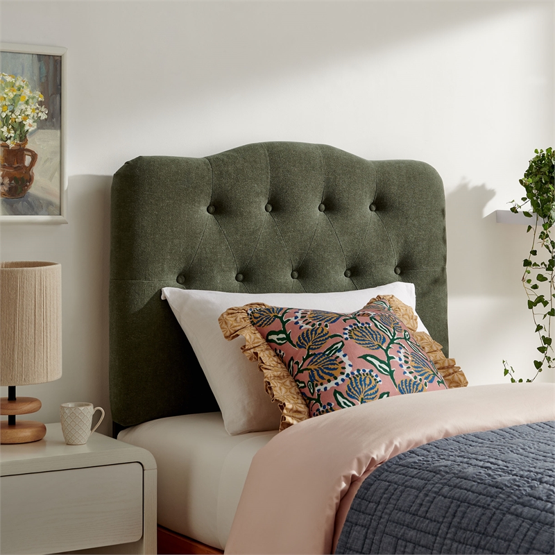 Annabel Premium Linen Blend Twin Headboard in Sage