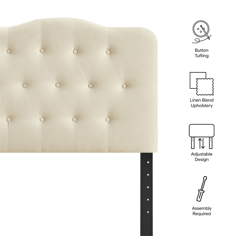 Annabel Premium Linen Blend Twin Headboard in Linen