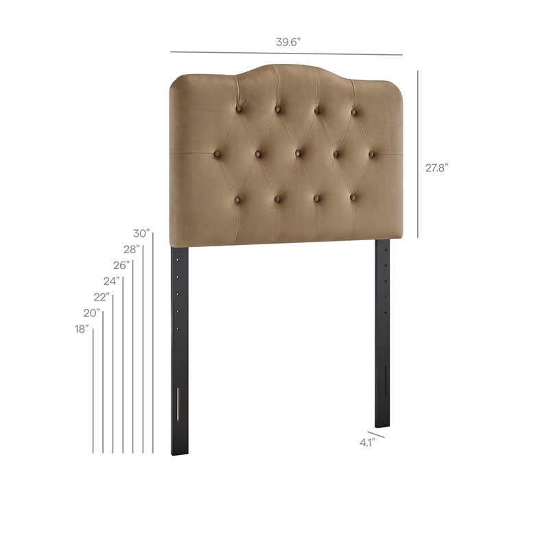 Annabel Stain-Resistant Performance Velvet Twin Headboard in Taupe