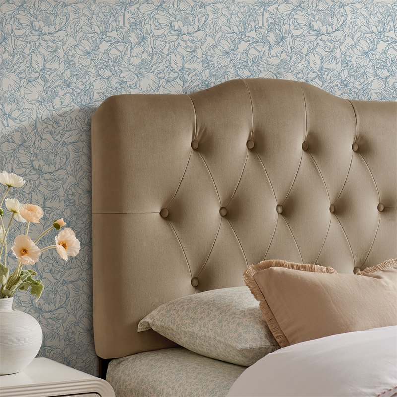 Annabel Stain-Resistant Performance Velvet Twin Headboard in Taupe