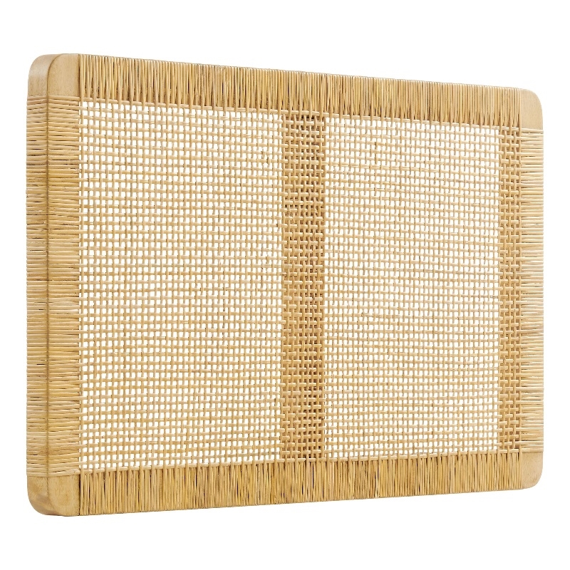 Sandy Wall Mounted Wood and Rattan Twin Size Headboard in Natural Rattan