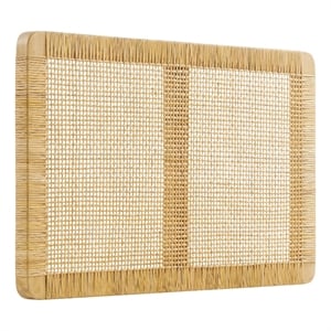 Sandy Wall Mounted Wood and Rattan Twin Size Headboard in Natural Rattan