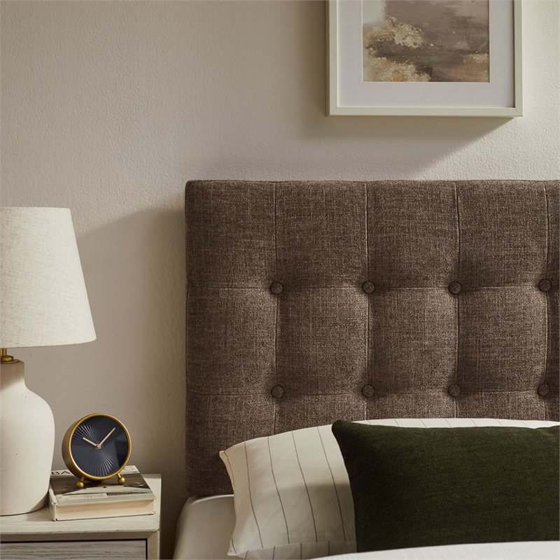 Emily Fabric Upholstered Twin Size Headboard in Mocha