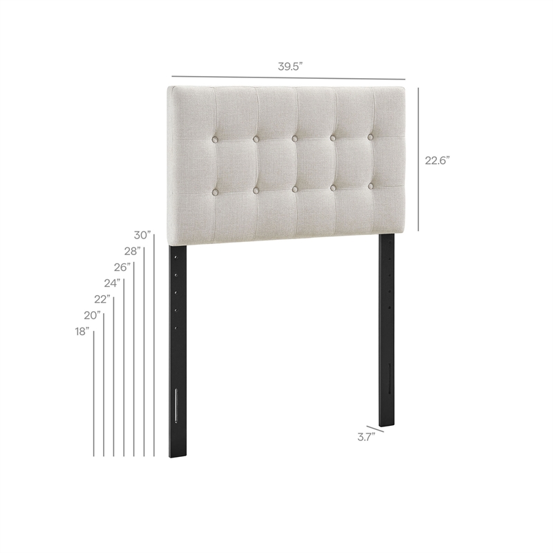 Emily Fabric Upholstered Twin Size Headboard in Linen