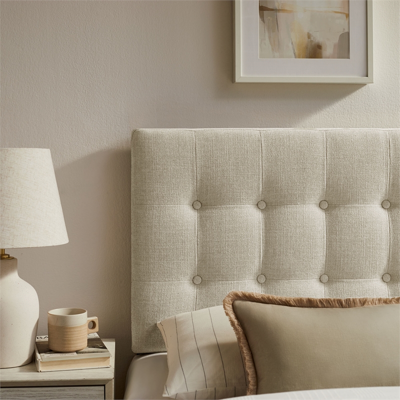 Emily Fabric Upholstered Twin Size Headboard in Linen