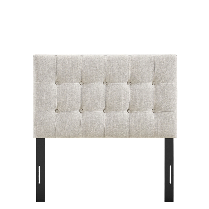 Emily Fabric Upholstered Twin Size Headboard in Linen
