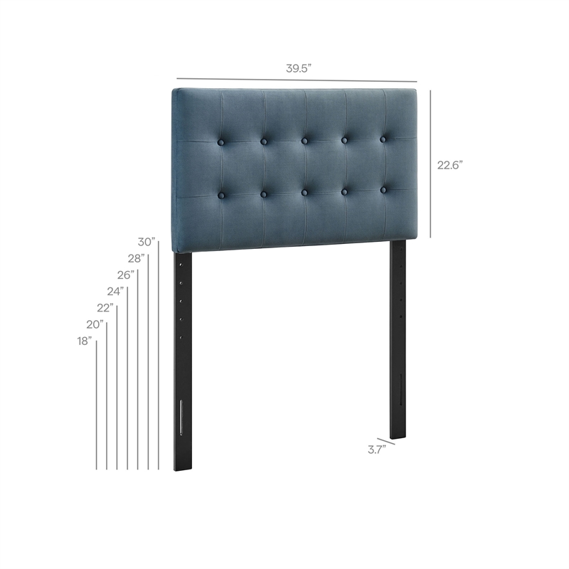 Emily Stain-Resistant Performance Velvet Twin Size Headboard in Cadet Blue