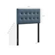 Emily Stain-Resistant Performance Velvet Twin Size Headboard in Cadet Blue