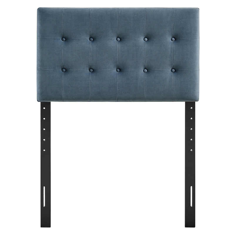 Emily Stain-Resistant Performance Velvet Twin Size Headboard in Cadet Blue