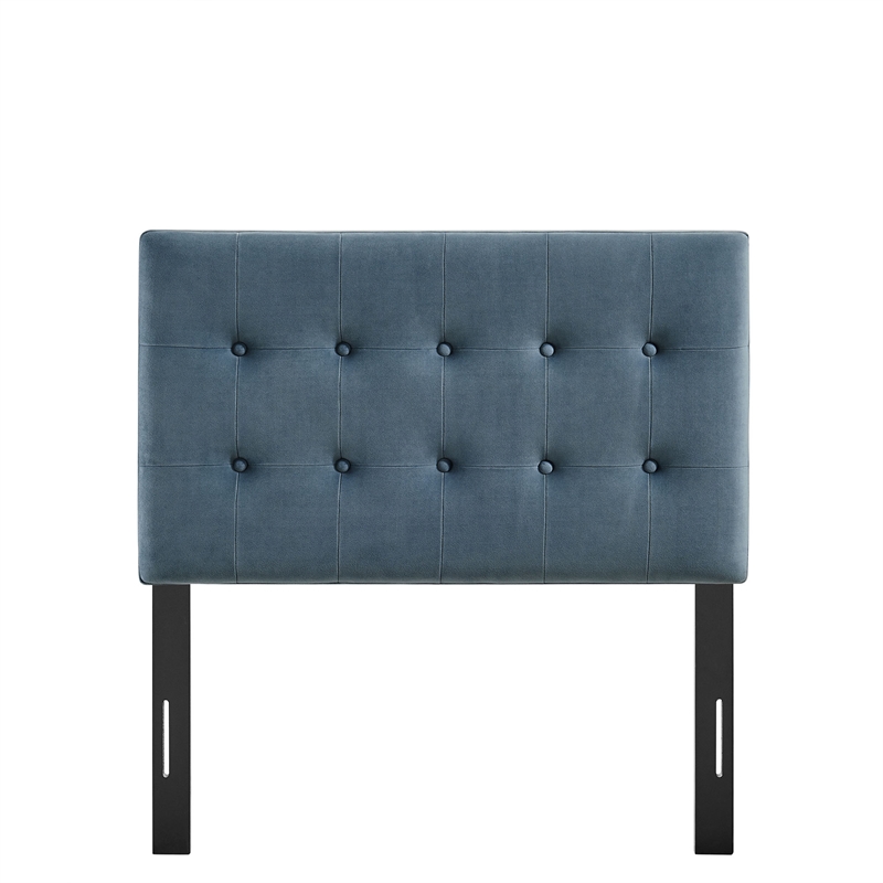 Emily Stain-Resistant Performance Velvet Twin Size Headboard in Cadet Blue