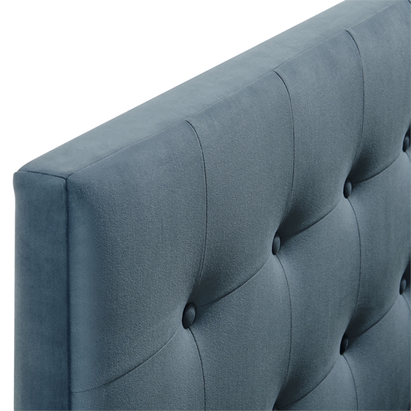 Emily Stain-Resistant Performance Velvet Twin Size Headboard in Cadet Blue