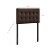 Emily Stain-Resistant Performance Velvet Twin Size Headboard in Chocolate Brown