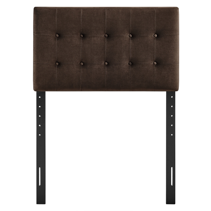 Emily Stain-Resistant Performance Velvet Twin Size Headboard in Chocolate Brown