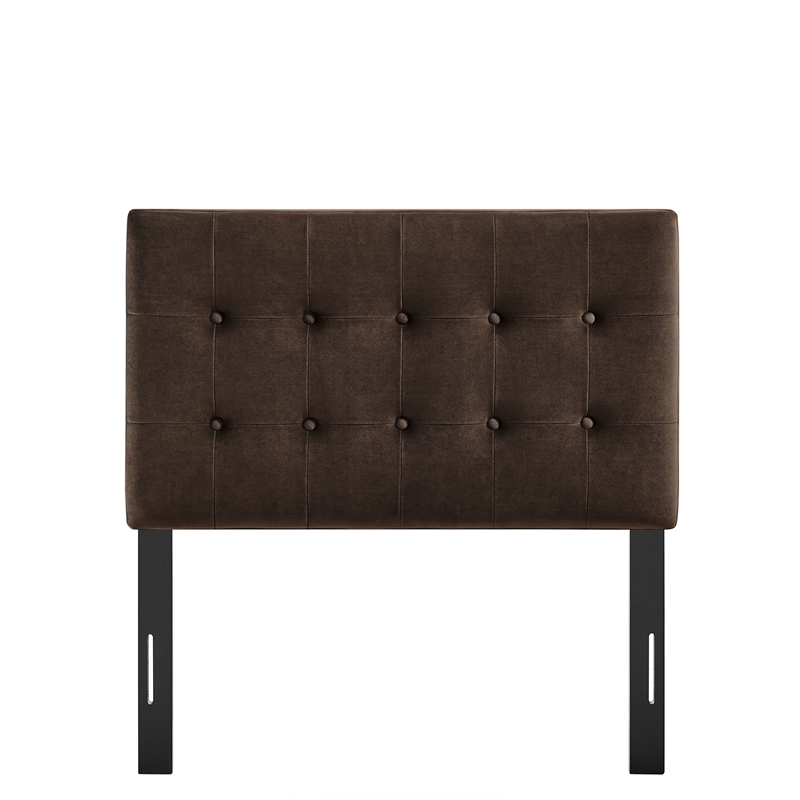 Emily Stain-Resistant Performance Velvet Twin Size Headboard in Chocolate Brown