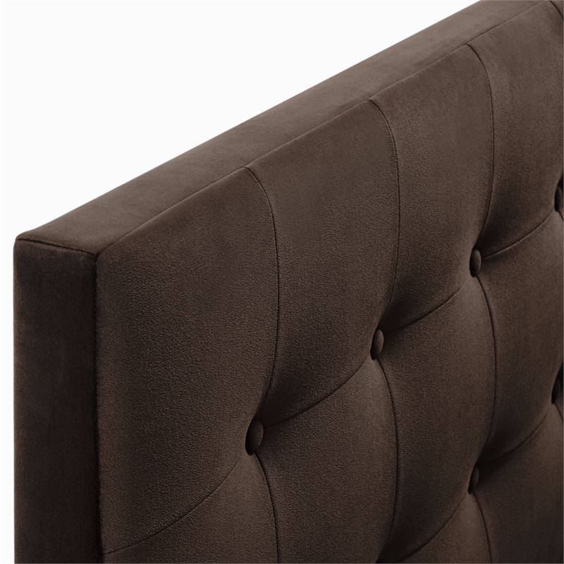 Emily Stain-Resistant Performance Velvet Twin Size Headboard in Chocolate Brown