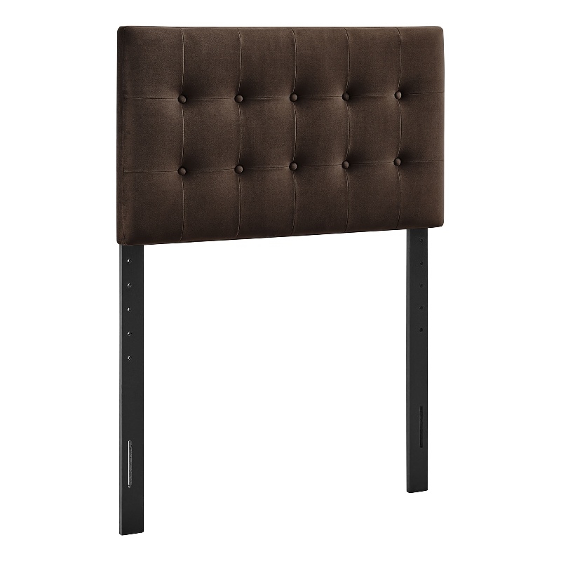 Emily Stain-Resistant Performance Velvet Twin Size Headboard in Chocolate Brown