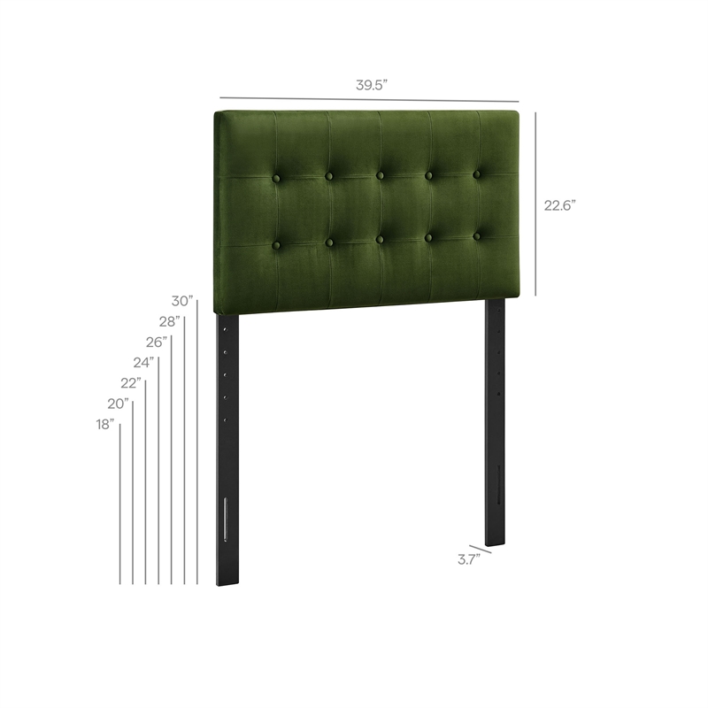 Emily Stain-Resistant Performance Velvet Twin Size Headboard in Moss Green
