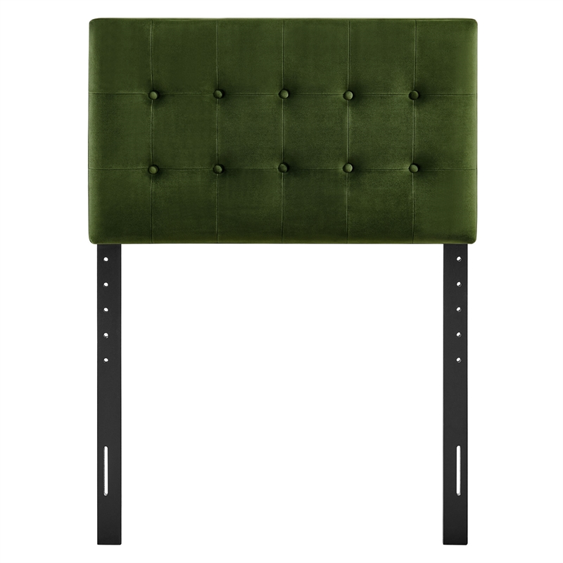Emily Stain-Resistant Performance Velvet Twin Size Headboard in Moss Green