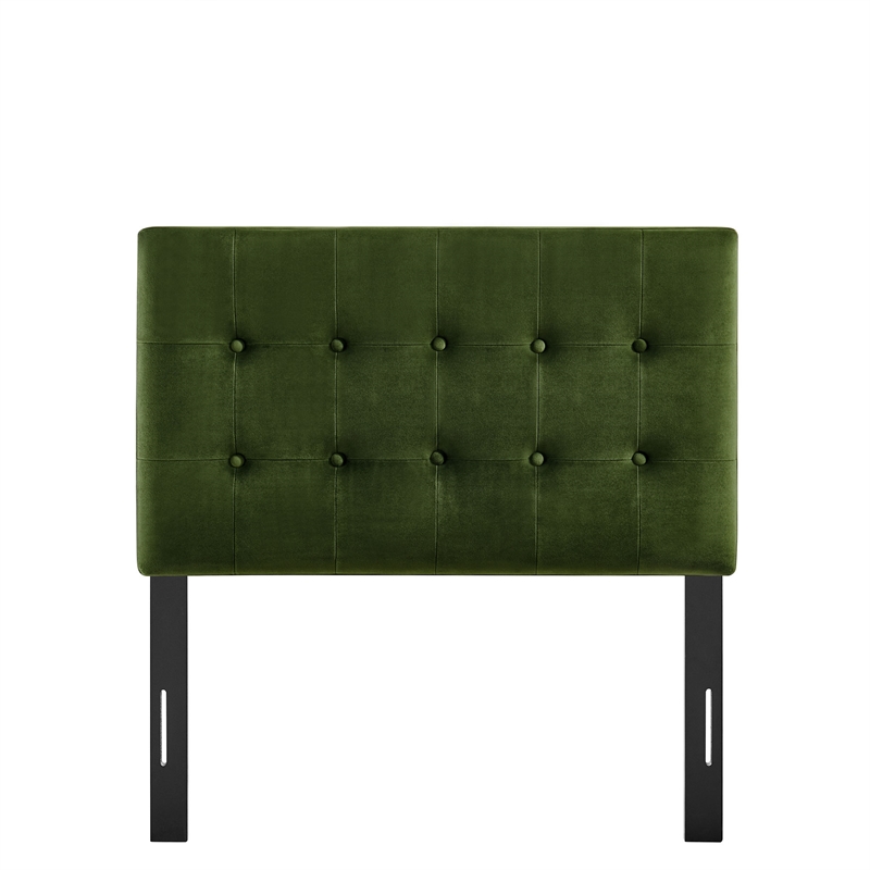 Emily Stain-Resistant Performance Velvet Twin Size Headboard in Moss Green